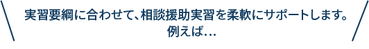 実習要綱に合わせて、相談援助実習を柔軟にサポートします。例えば…